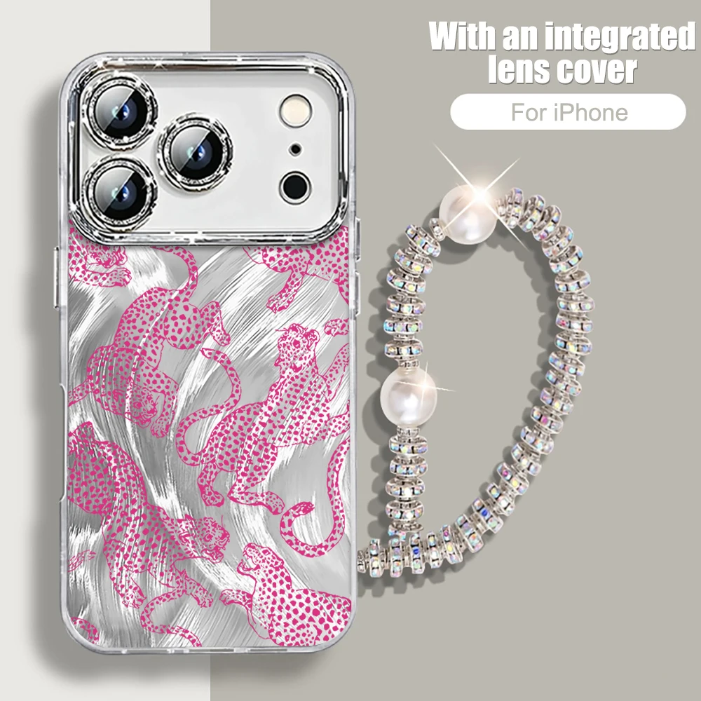 Luxuriöse Leopardenmuster-INS-Hüllen für iPhone 15 16 17 14 Pro Max Plus, iPhone 13 12 11 7 8 XS XR, mit plattierter Linsenschutzfolie. – Detail 10