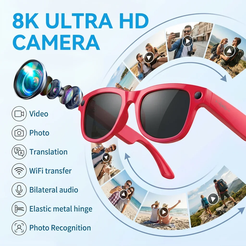 AI Glasses 8MP Sony 4K Smart Glasses Auto-Tint Lenses Real-Time Translation Doubao AI Voice Assistant Music Bluetooth 5.3