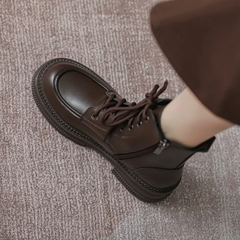 

Luxury Women's Boots 2025 Spring Autumn Laceup Short Boots Fashion Anti-skid Platform Boots for Women Brand New Shoes Zapatos