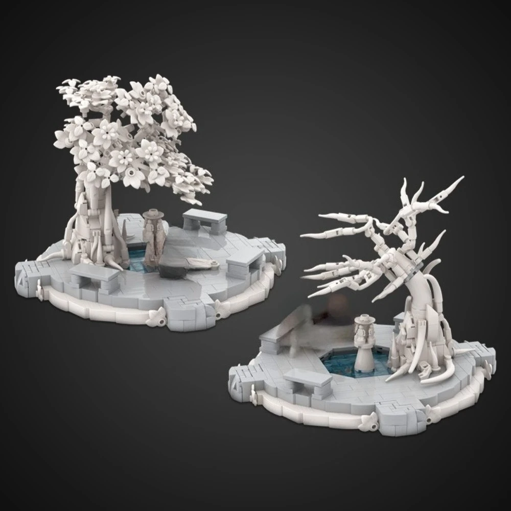 Gobricks MOC Witte Stad Binnenplaats Bouwstenen Model Kasteel Street View Architectuur Bricks diy Gemonteerd Speelgoed Kinderen Gift