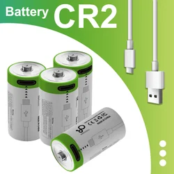 CR2, 3.7V battery, rechargeable lithium-ion battery 300mAh, CR123A, laser pen, LED flashlight, USB C-type charging+free delivery