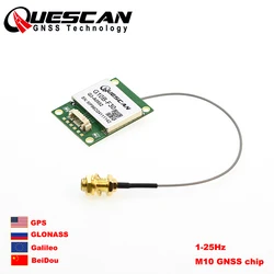 QUESCAN UBX-M10050-KB M10 GPS GNSS Module with Active Antenna GPS GLONASS BeiDou Galileo Receiver GNSS Positioning Module,1-25Hz