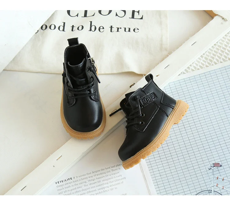 Neue Frühling/Herbst Baby Stiefel Leder Britischen Stil Jungen Mode Stiefel Gummi Sohle Zip Seite Kleinkind Mädchen Stiefeletten 15-25 – Detail 17