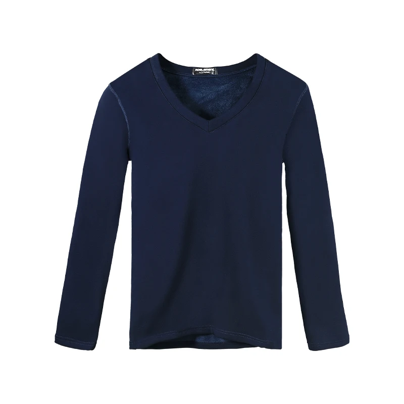 3 Pack Men V-Neck Fleece Lined Thermal Top, Thick Slim Warm Base Layer Undershirt For Young Men
