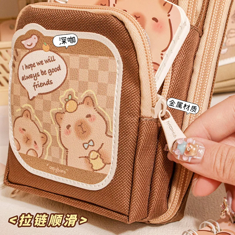 Imagem -03 - Capivara Grande Capacidade Papelaria Bolsa para Meninas Material Escolar Lápis Kawaii Cases Volta às Aulas