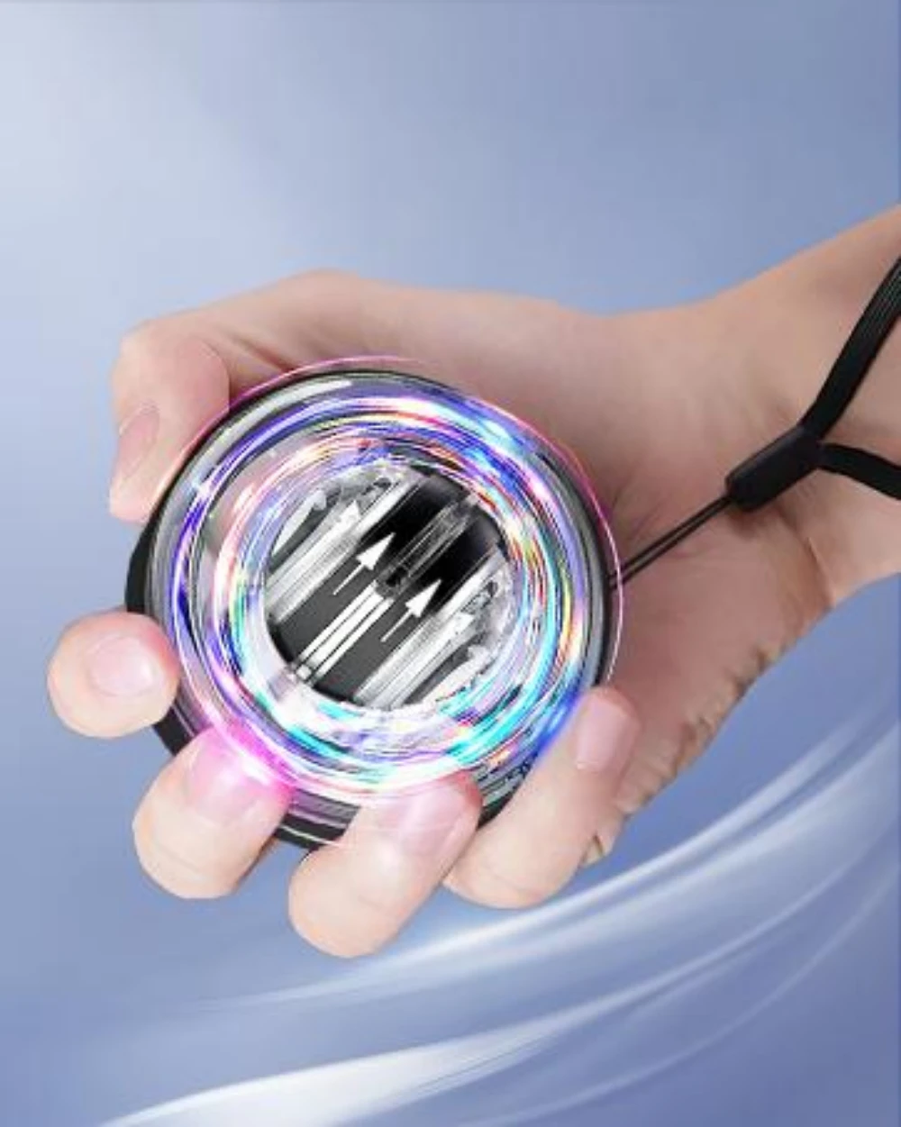 Gyro-Ball Handball Gyroskop mit Auto-Start für Handgelenk- und Unterarmtraining, Power-Ball zur Muskelstärkung mit 5-Farben-LED – Detail 4