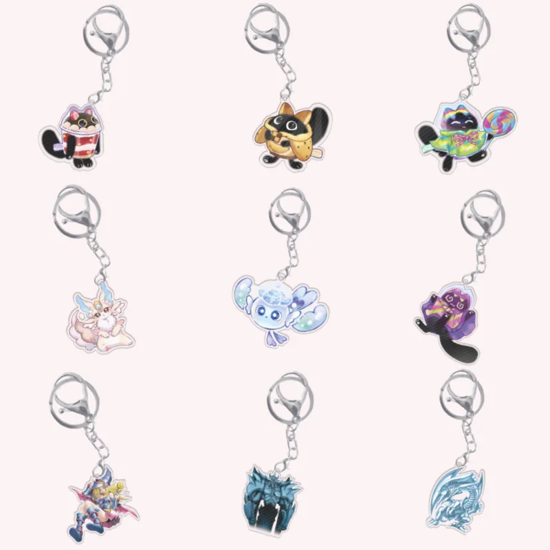 Llaveros yugioh chica mago negro deliciosa Cupsy Mulcharmy colgante acrílico mochila adorno decoración juguete Anime juego Fans regalo