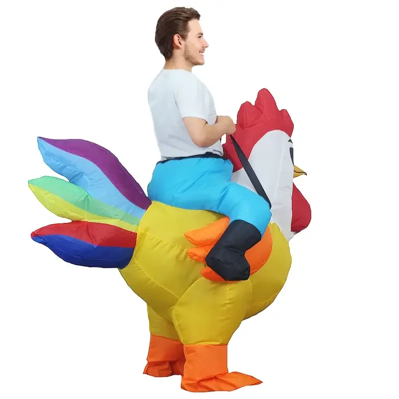 EE01 Inflatable Rooster เครื่องแต่งกายสําหรับเด็กผู้ใหญ่แฟนซี Blow Up ชุดสําหรับปาร์ตี้ฮาโลวีนคอสเพลย์เครื่องแต่งกายตลก Carnival Mascot & 0Ww