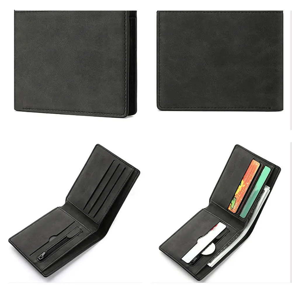 

Короткий держатель для карт из искусственной кожи, винтажный легкий мужской кошелек на молнии, легко чистится, портативные Короткие Кошельки для улицы