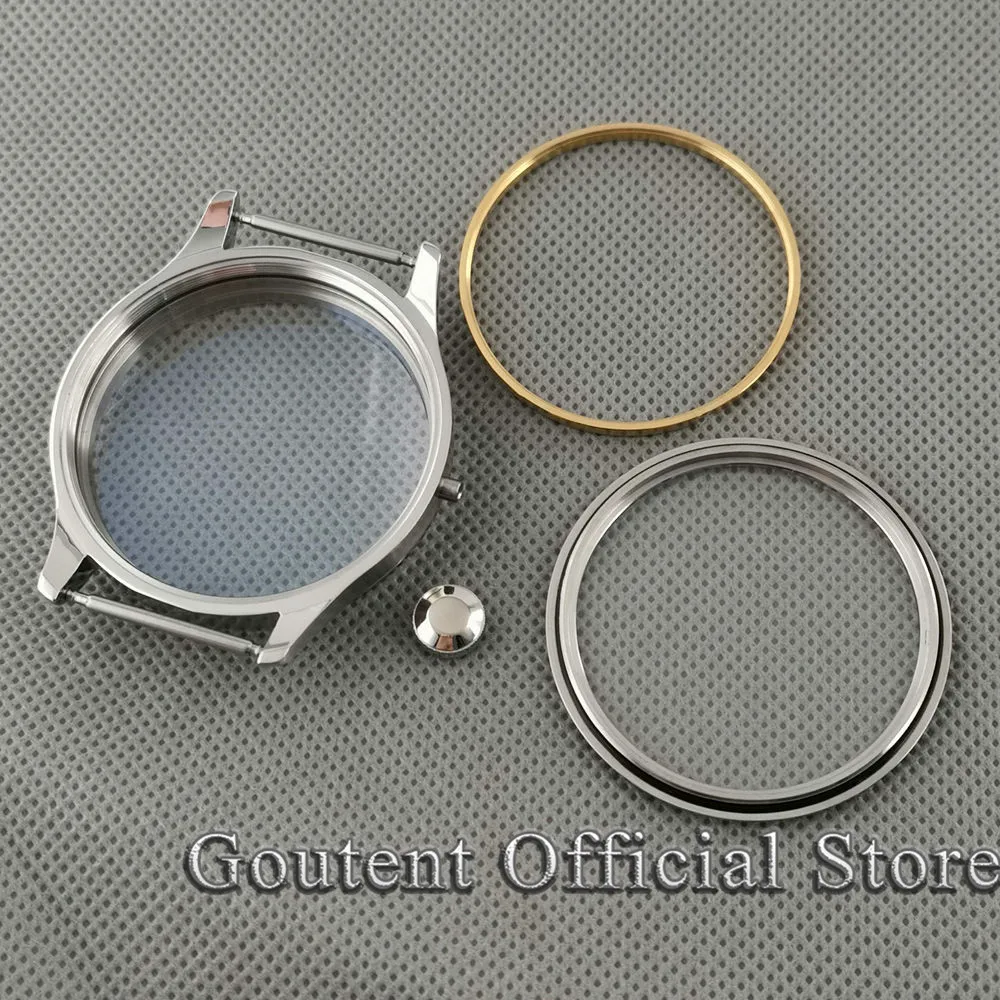 Goutent 44mm Silver Steel Watch Case Fit ETA 6497/6498 Seagull ST3600/3620 Movement Watch Parts