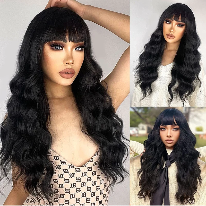 

Female Wigs Synthetic Hair Long Pink Wig With Bangs Wavy Cosplay Wig Lolita Party Costume Wigs For Women Blonde Black Orange