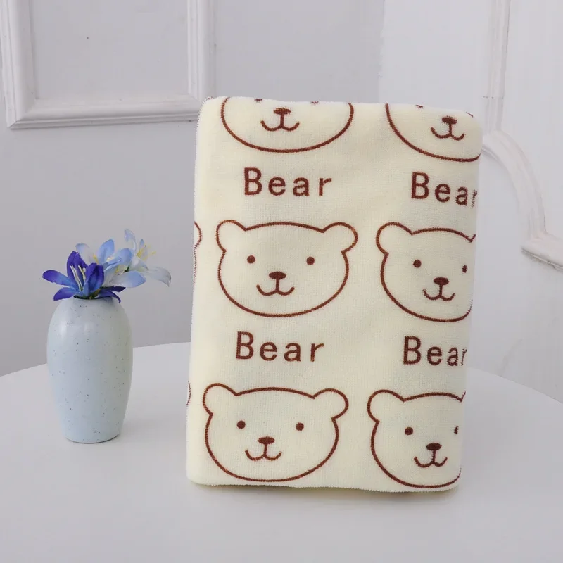 70x140cm Bear Print Shower Towel Large Beach Towels Quick-drying Towel Bath Towel Absorbent Soft Comfort Microfiber Bathrobe