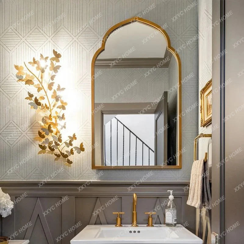 X-S Light Luxury Simple Makeup Mirror Comb Beauty Salon Hair Salon Korean Styling Mirror Bathroom Wash Table Wall Hanging Mirror