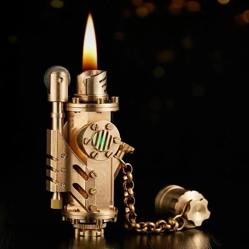 Creative Vintage Brass Lighter Steampunk Submarine Retro Nostalgic Series Petroleum Gasoline Lighter 90*42mm 190g