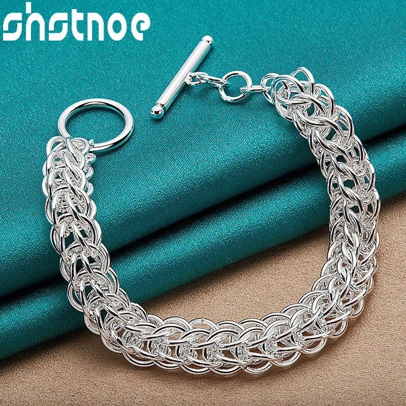 SHSTONE 925 Sterling Silver Multi-circle Chain Bracelet For Women Men Birthday Party Fashion Charm Jewelry Lady Accessories Gift