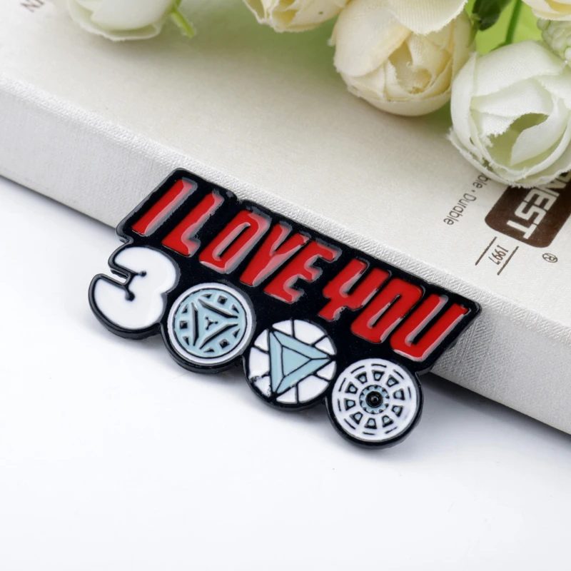 Father's Day Gift I Love You 3000 Enamel Brooch Pins Movie Theme Alloy Jewelry Men's Daily Accessories