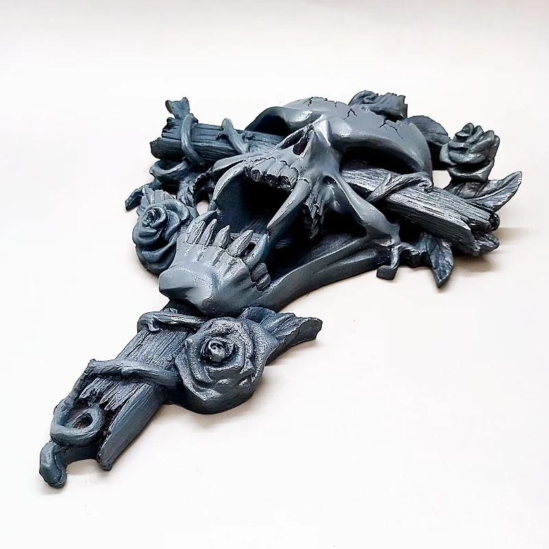 Large vampire skull cross DIY epoxy resin mold skull silicone mold Halloween horror house desktop decoration candle mold