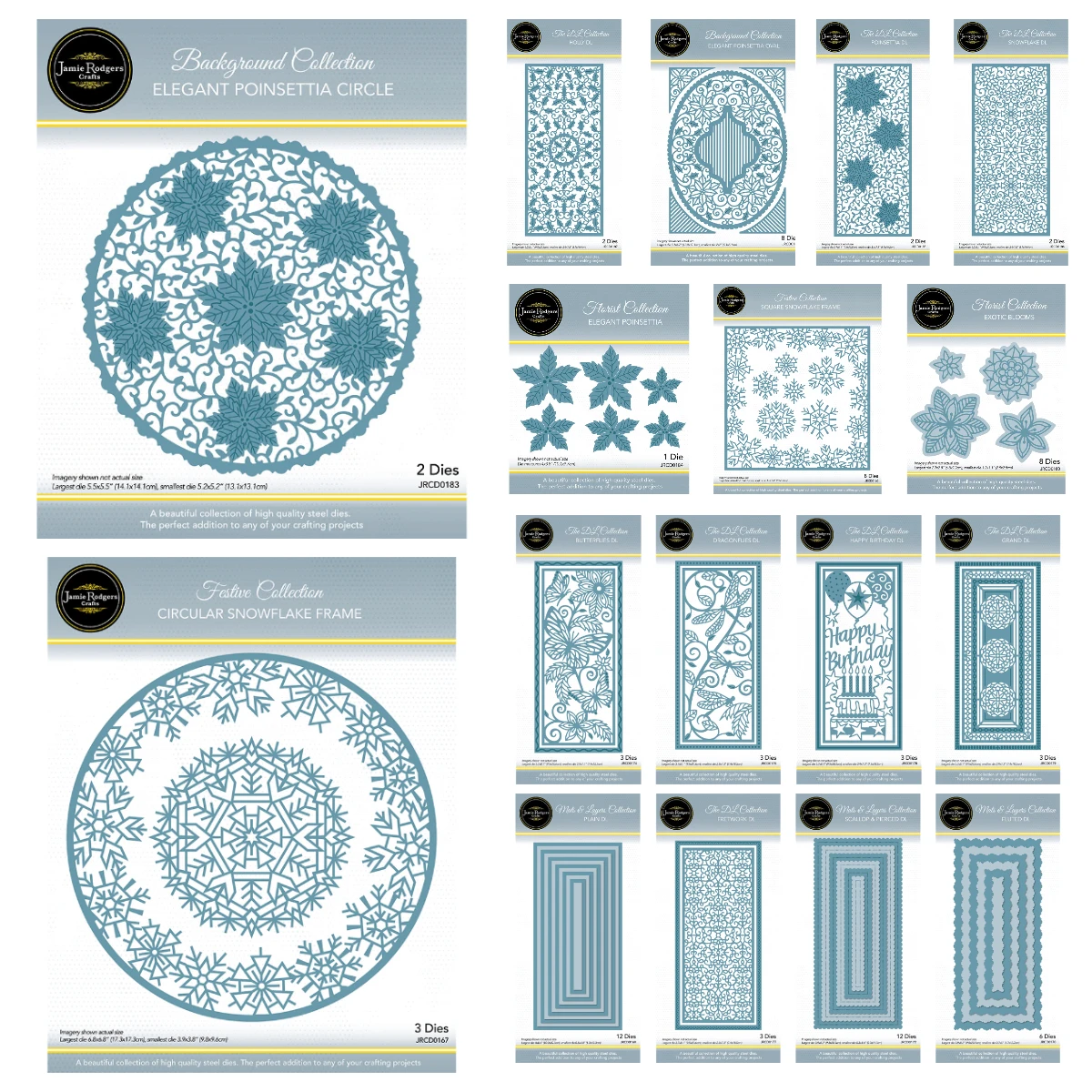 

Happy Birthday Butterflies Poinsettia Oval Holly Dl Die DIY Scrapbooking Card Postage Christmas Creative Expressions Crafts Dies