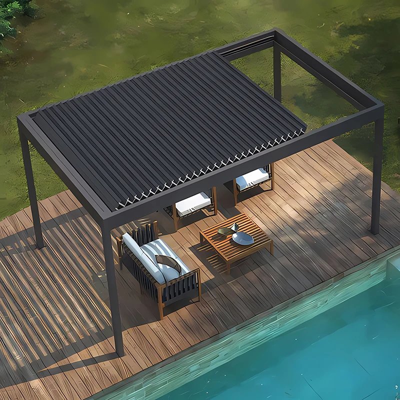 Modern White Electric Flap Shutters Aluminum Pergola for Luxury Villas Poolside Retreats pergolas