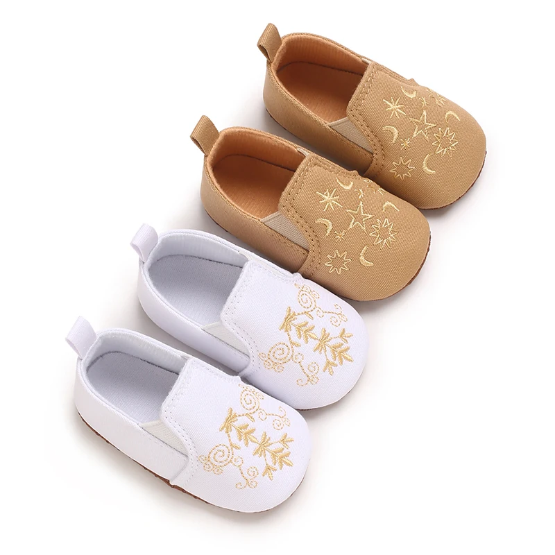 

Spring And Autumn Baby Shoes 0-18 Months Embroidered Canvas Soft Soled Comfortable Non-Slip Casual Walking Shoes