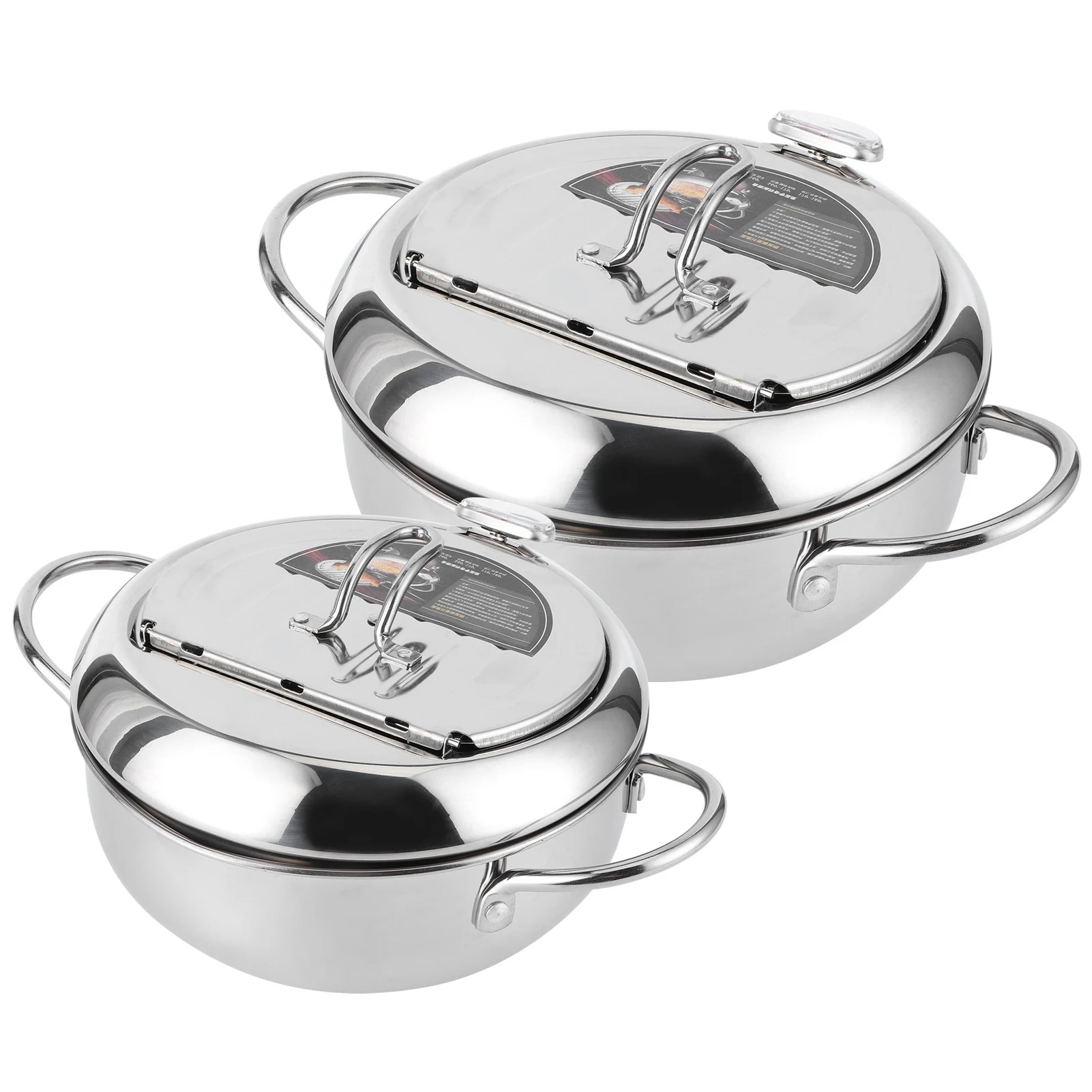 Fryer Pot Mini Frying Pot Japanese  Mini Stainless Steel Frying Pot with Thermometer Induction Cooker Compatible Frying Pot