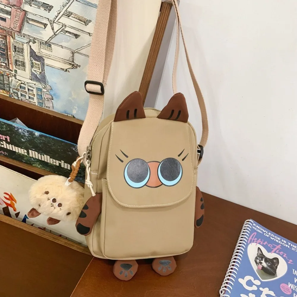 

Креативная нейлоновая сумка через плечо с котом, повседневная простая мультяшная сумка через плечо, японский вместительный кошелек, кошельки