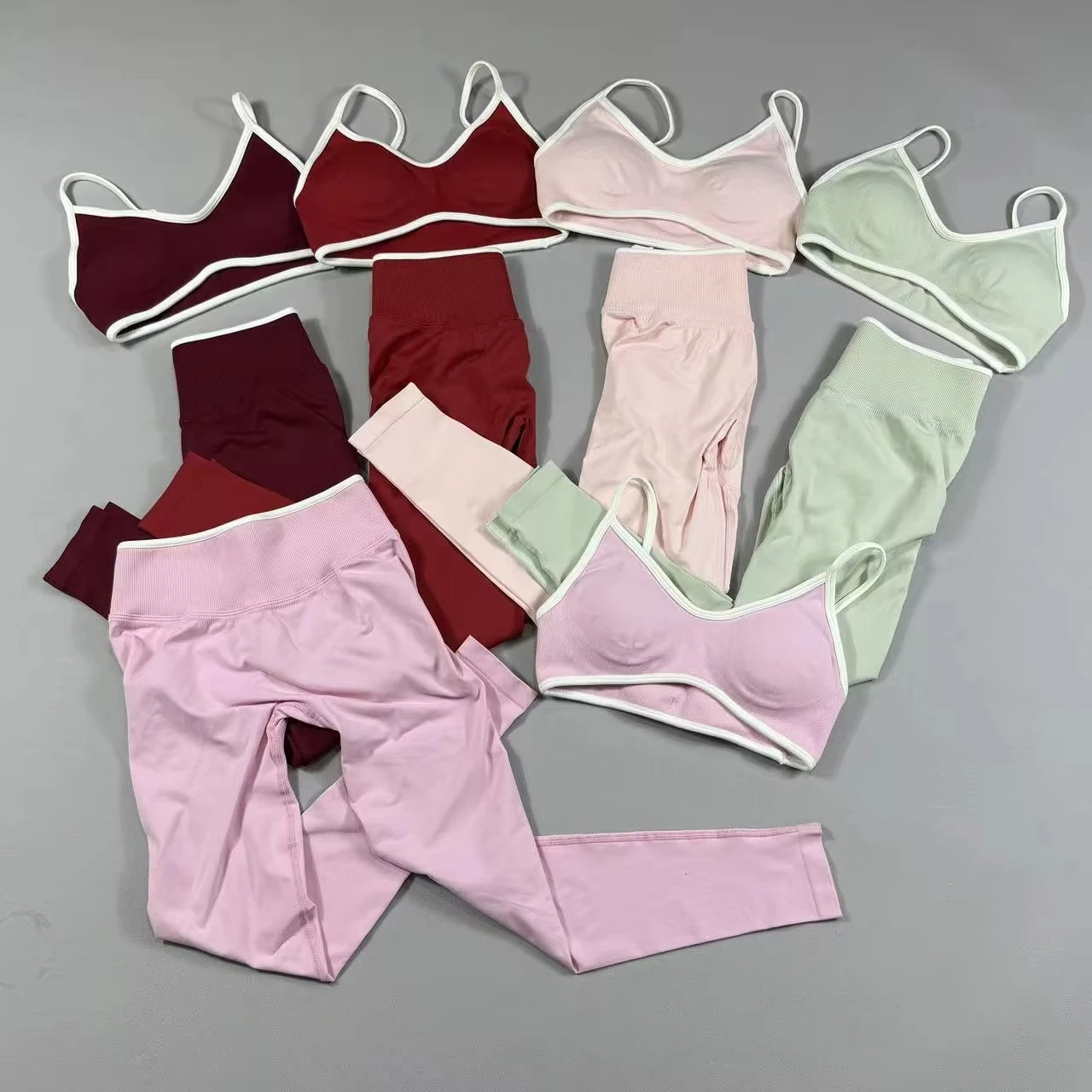 

2Pcs Women's Gym Yoga Set Seamless High Waist Leggings Sports Bra Top Workout Outfit Fitness Activewear Running Training Clothes