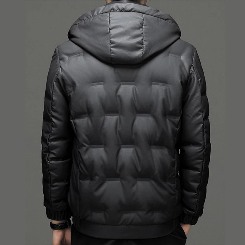 Men\'s Genuine Leather Luxury Down Jacket Man Winter Hooded Short Thicken Large Size Sheepskin Coat Male Oversized Puffer Jacket