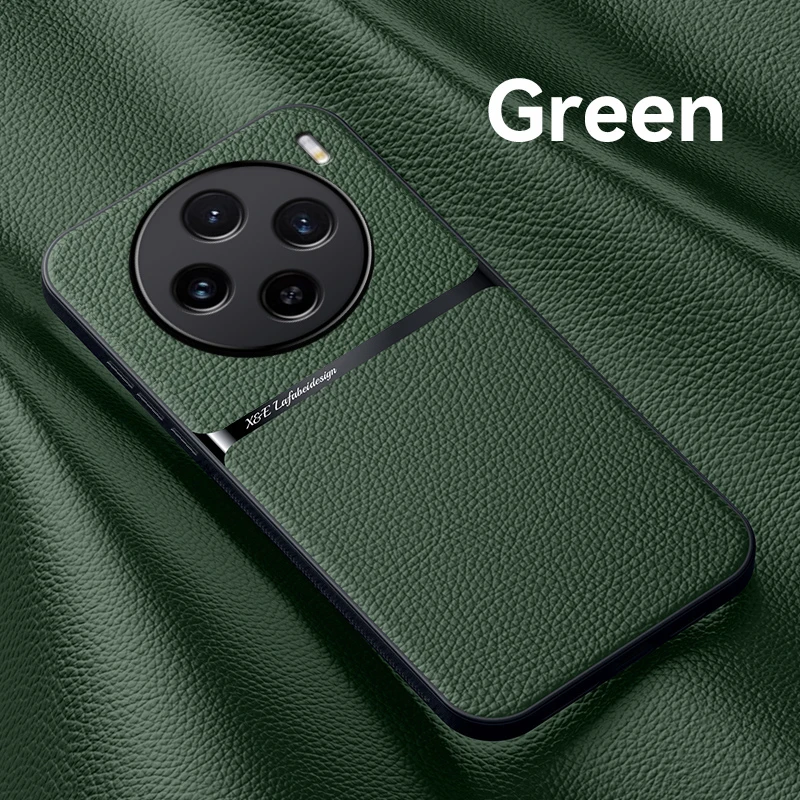 

Leather Soft Phone Case For vivo X100 Ultra X300 X200 X90 Pro Magnetic Car Anti Fall Measures Holder Protection Back Cover