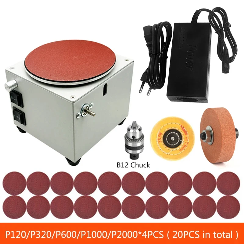 6 Cun Grinder Small Electric Sandpaper Adhesive Disc Grinder Aluminum Plate With 20PCS Sandpaper