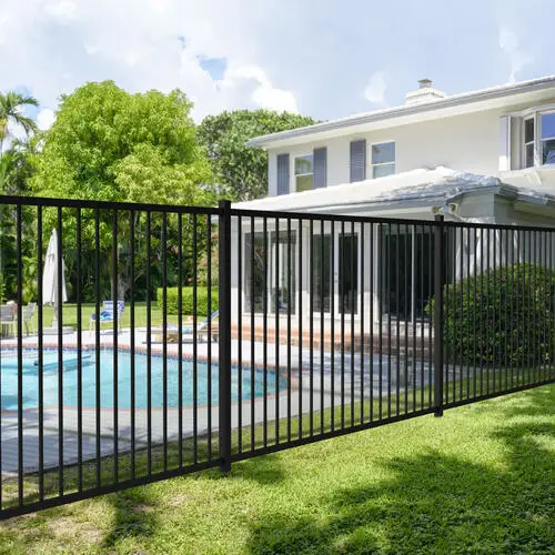 Factory wholesale flat fence top steel fence decoration black galvanized 6X8 safety steel fence panel