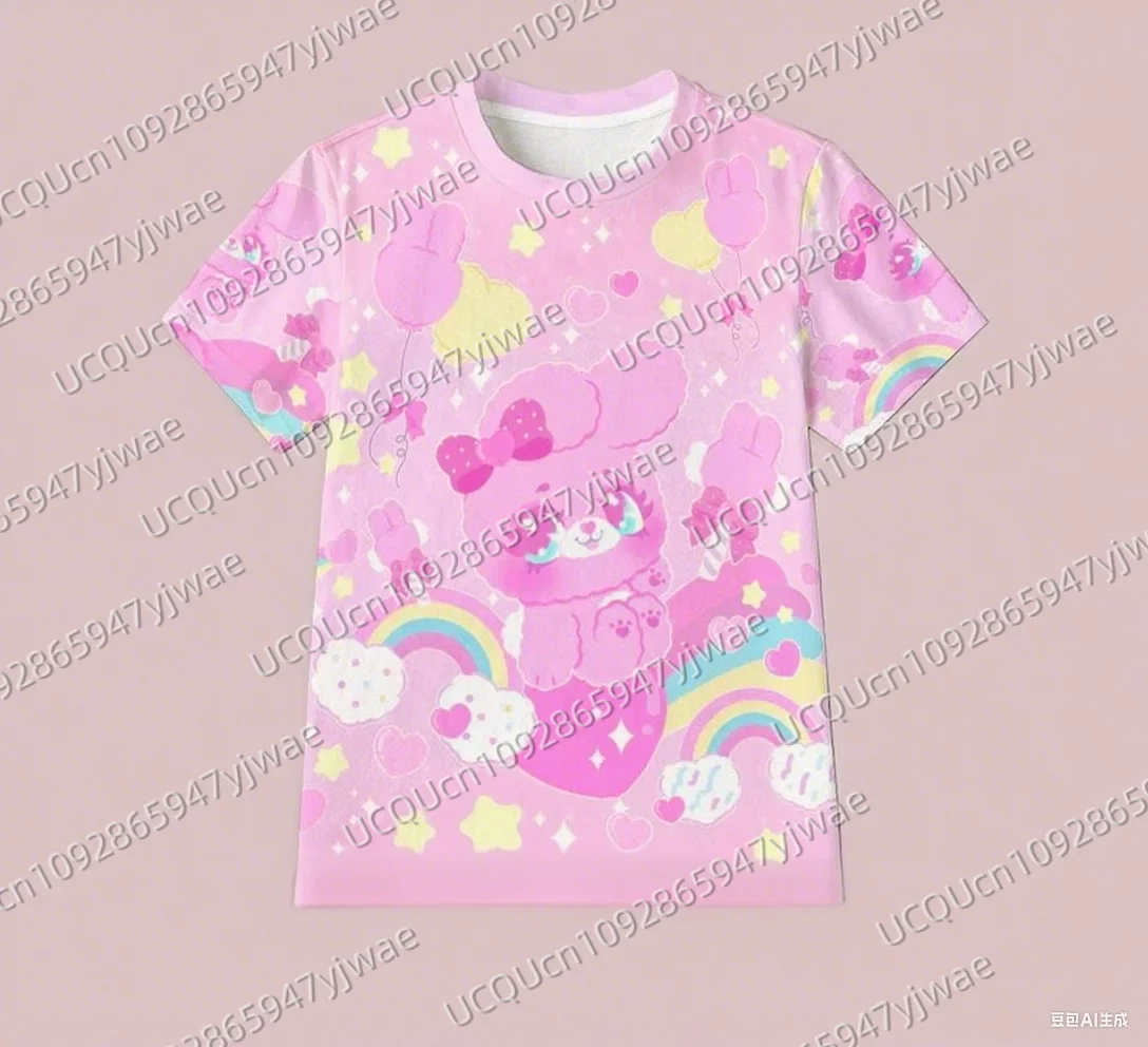 

Sugar bunny Unisex T-shirt Cute Sweet Bunny Yume Kawaii Fairy Kei Pastel Star Cloud Rainbow Pink Women's T-shirt Tops