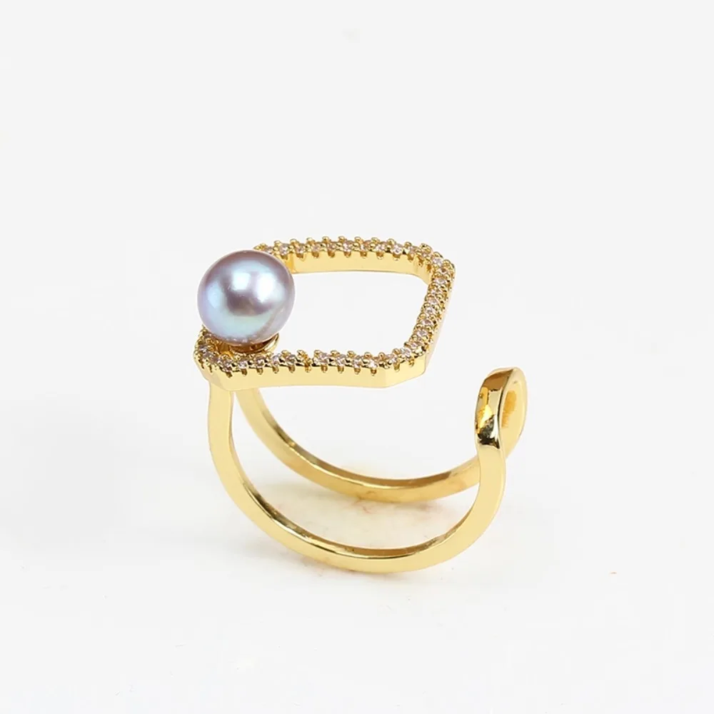 5pcs Adjustable Gold Plated Pearl Ring Settings Findings & Accessories-for Jewelry Making Bulk Wholesale Craft Supplies 6-7mm