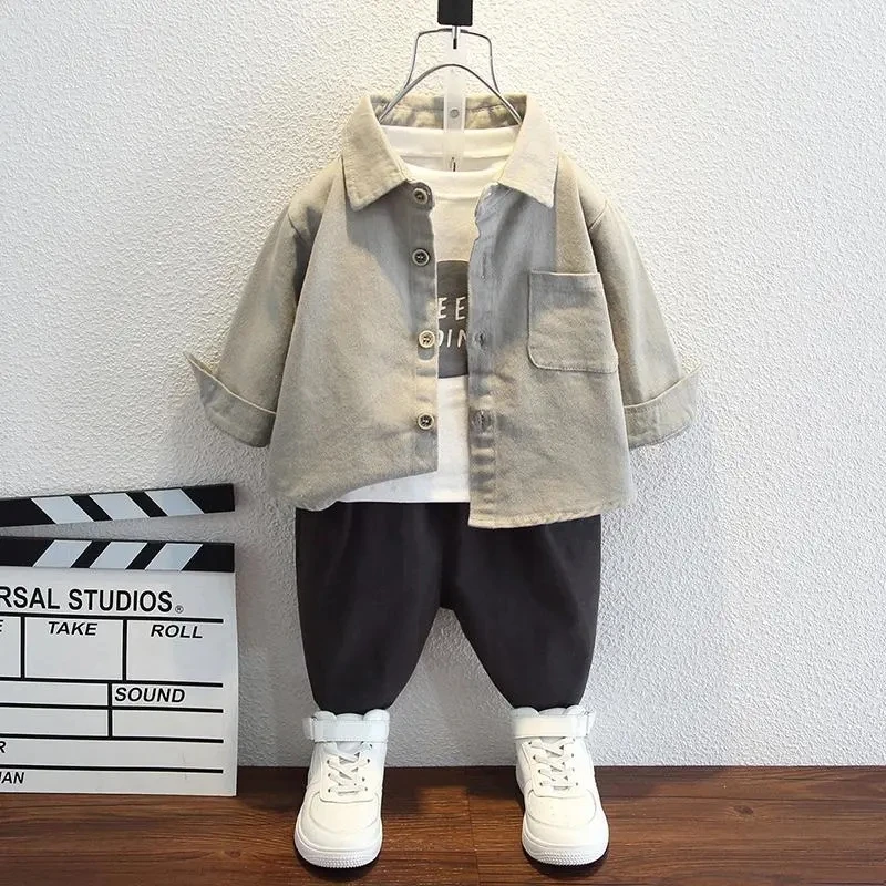 

Boys Clothing Set 2023 Spring and Autumn New Baby Long Sleeve Shirts +T-shirt+ Pants 3 Pieces for Kids Outfits