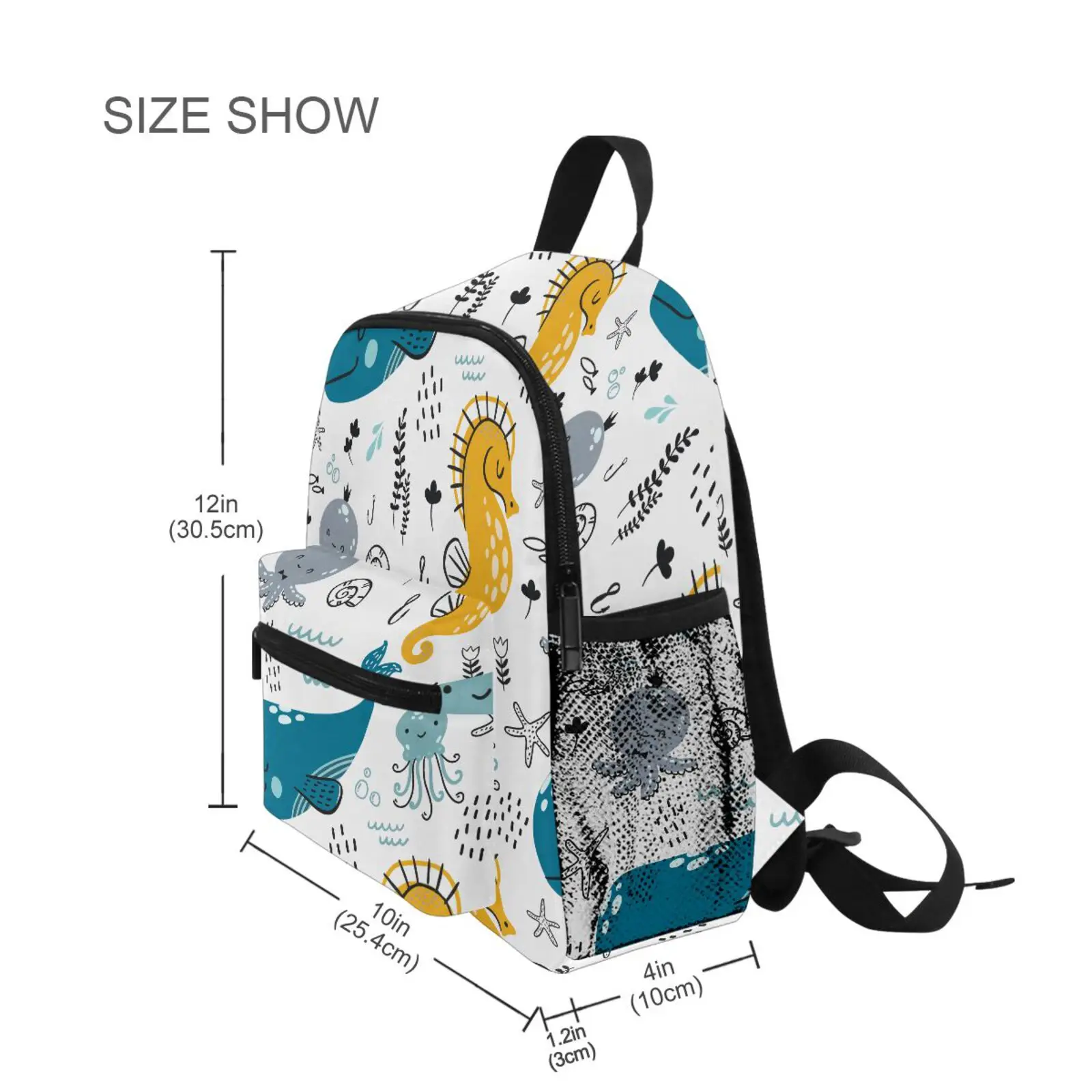 Children Backpack Kids Toddler School Bag Blue whale seahorse Kindergarten Preschool Bag 3-8 Years Old Schoolbag For Boy Girls