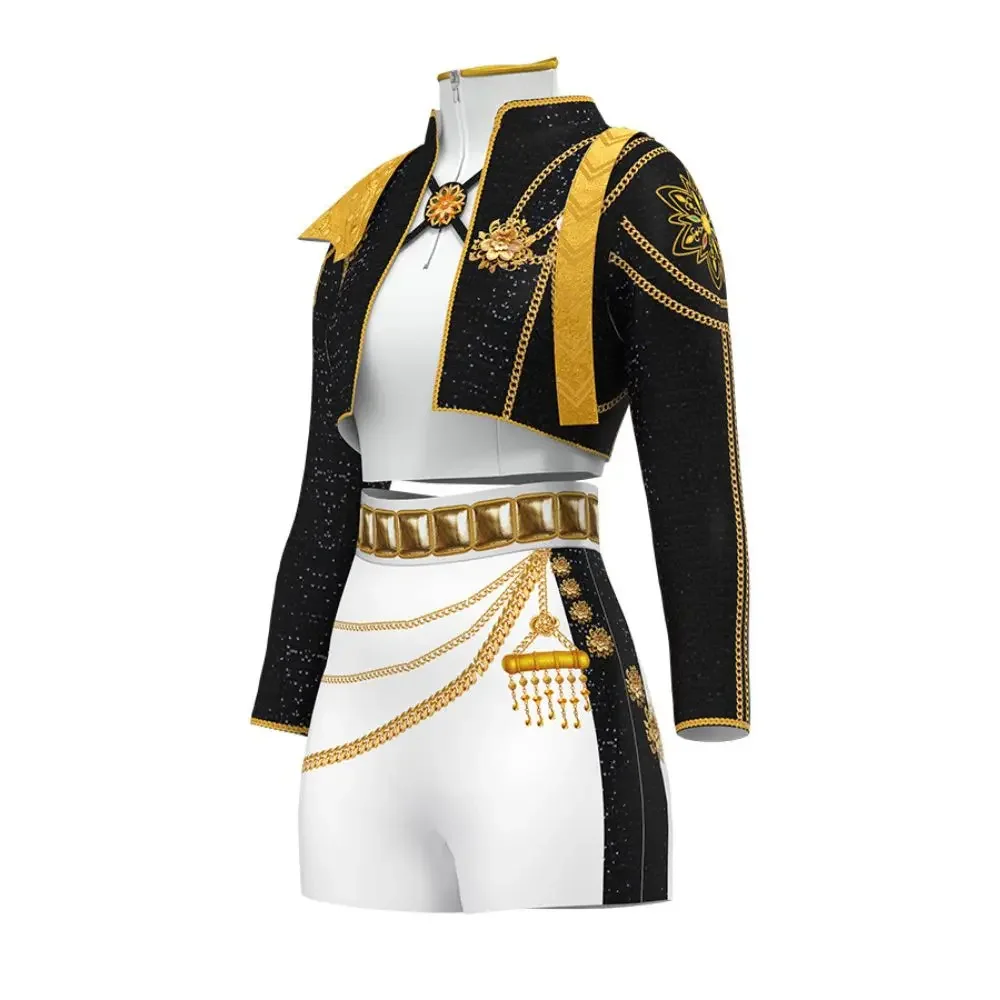 أزياء رومي زوي ميرا شيطان الصيادين Kpop التأثيرية للأطفال البنات ملابس مطبوعة ملابس لعب الأدوار بدلة كرنفال الهالوين #3