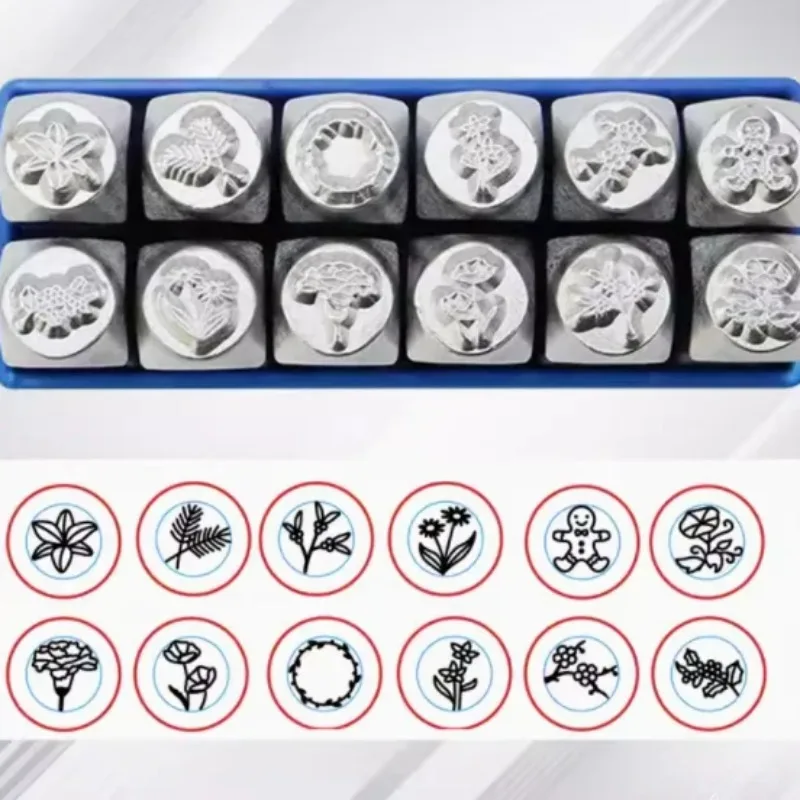 12pcs Set Metal Stamping Kit Jewelry Marking Punch Leather Silver Craft Puncher Cartoon Animal Love Pattern 6mm Steel Stamps