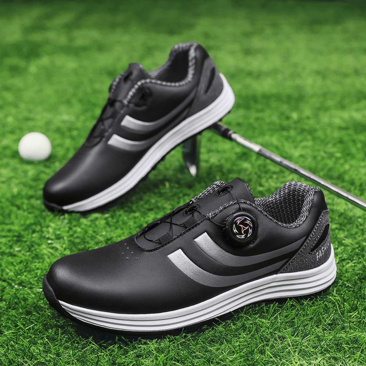 Men's Sports Casual Shoes, New Summer Style, Fashionable and Comfortable, Pu Leather Solid Color Upper, Waterproof Breathable Hole Design Casual Shoes, Men's Rotary Buckle Lace-Up Comfortable Elastic Adjustable Versatile Simple Men's White Shoes, Outdoor Fashion Golf Shoes, Wear-Resistant Non-Slip Thick Sole Simple Stripe Print Color-Blocking Design Comfortable Sneakers Men's Outdoor Walking Casual Shoes Men's Youth Fashion Trendy Handsome Running Shoes Men
