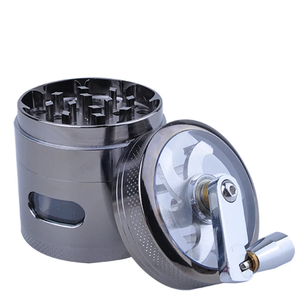 

New 2025 4 Layers Hand Crank Tobacco Grinder Crusher with Drawer 63MM Tobacco Herb Grinder Crusher Mill Hand Muller Grinder herb