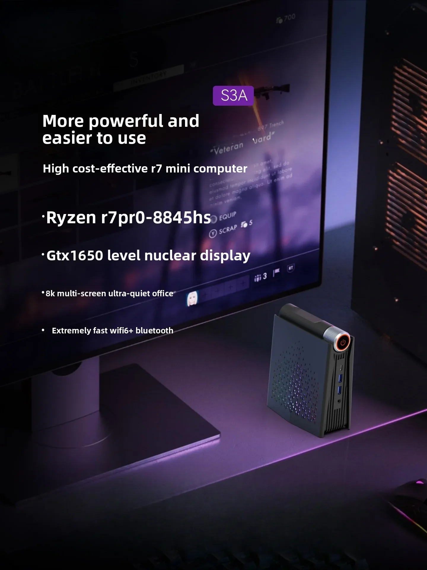 Mini Host R7 PRO8845HS/R9 8945HS High Performance Ai Office Game Home