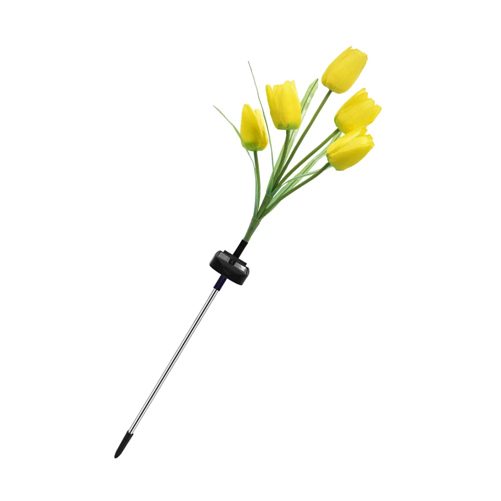 

Solar Powered Tulip Lawn Lamp Silk Cloth Stainless Steel Post Garden Decoration LED Lights Yard nament Solar Garden Lights