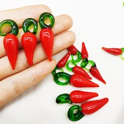 10PCS Handmade DIY Red Pepper Crystal Chili Lobster Glass Pendant Lampwork Beads For Women Earrings Necklaces Bracelets Jewelry