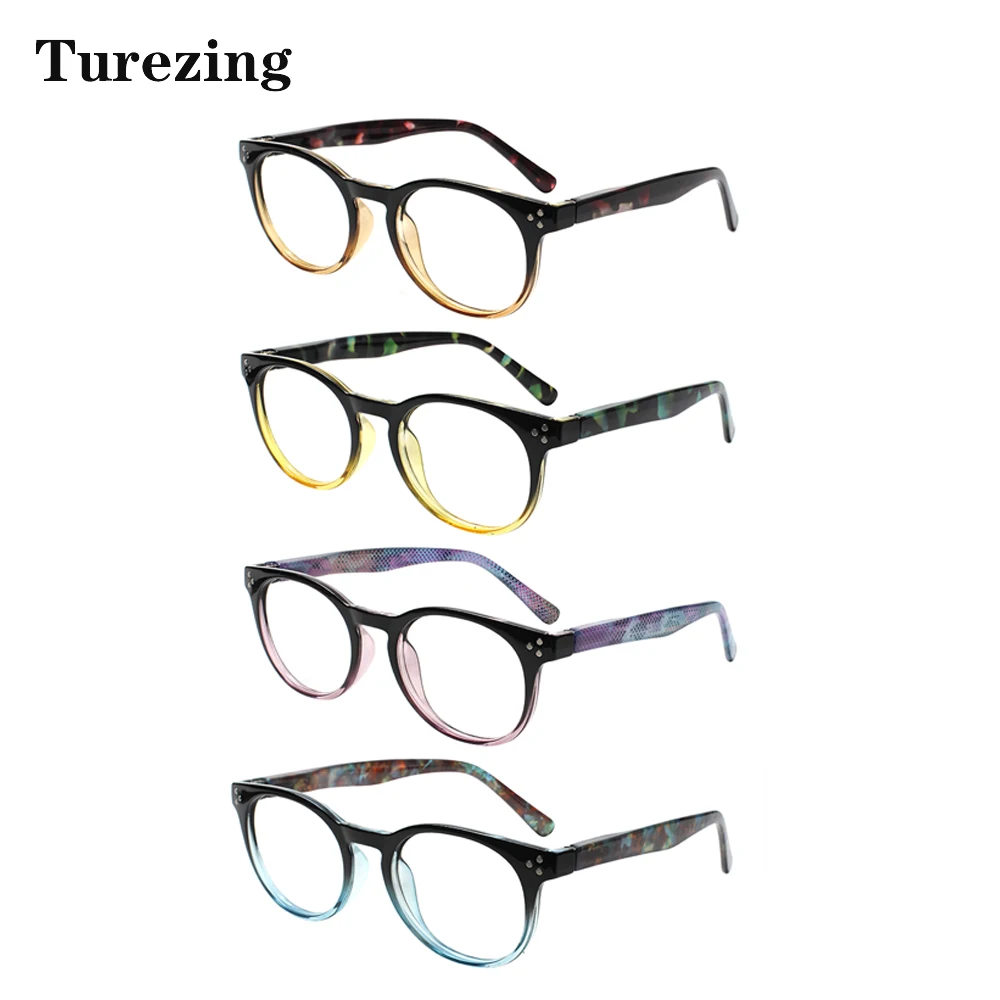 

TUREZING Anti-Reflective Reading Glasses for Women Round Fashion Clear Lens Metal Hinge Decorative Prescription Eyewear for Men