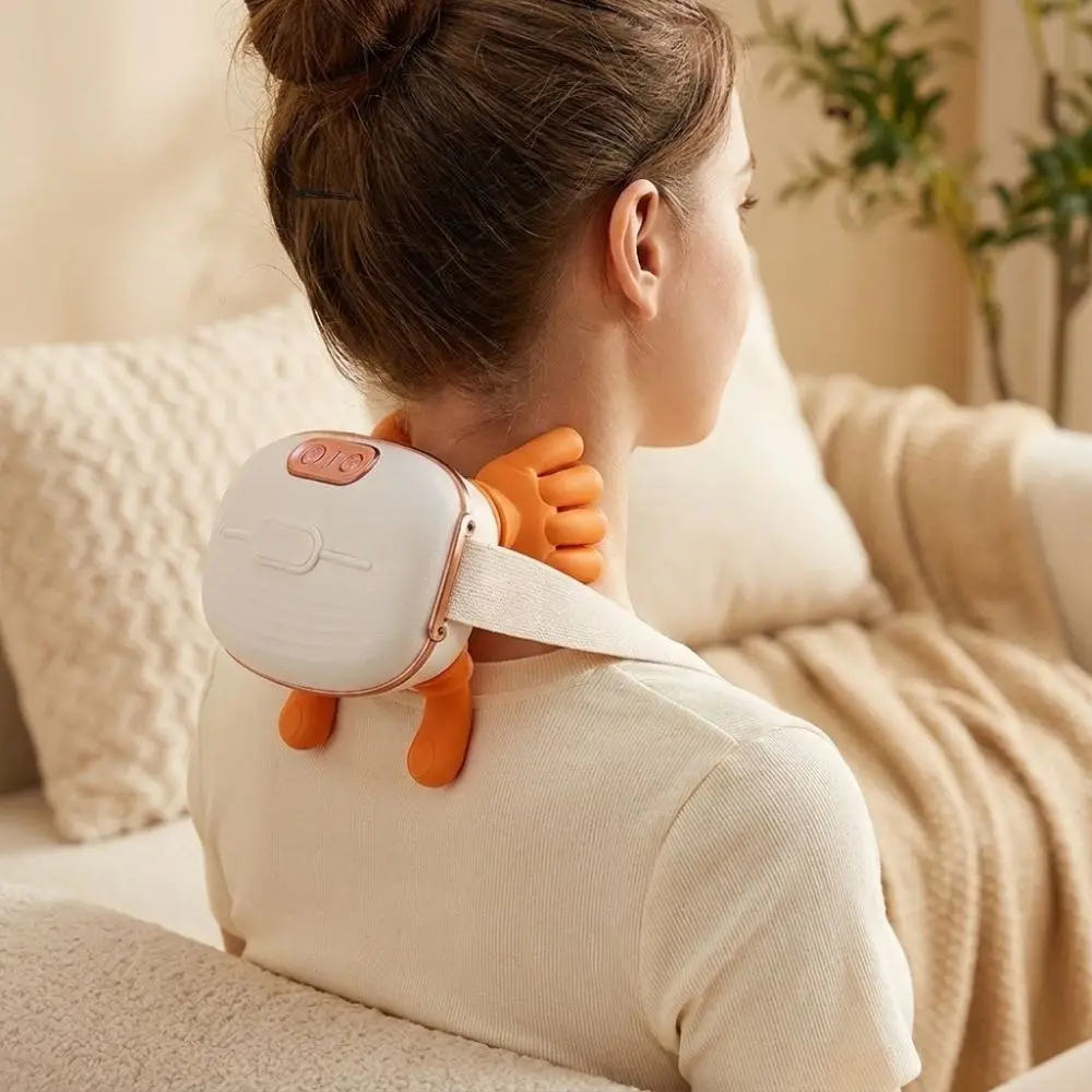 Soft Silicone Neck Shoulder Massager USB Charging Wireless Heated Massager Device Bionic Finger Ergonomic