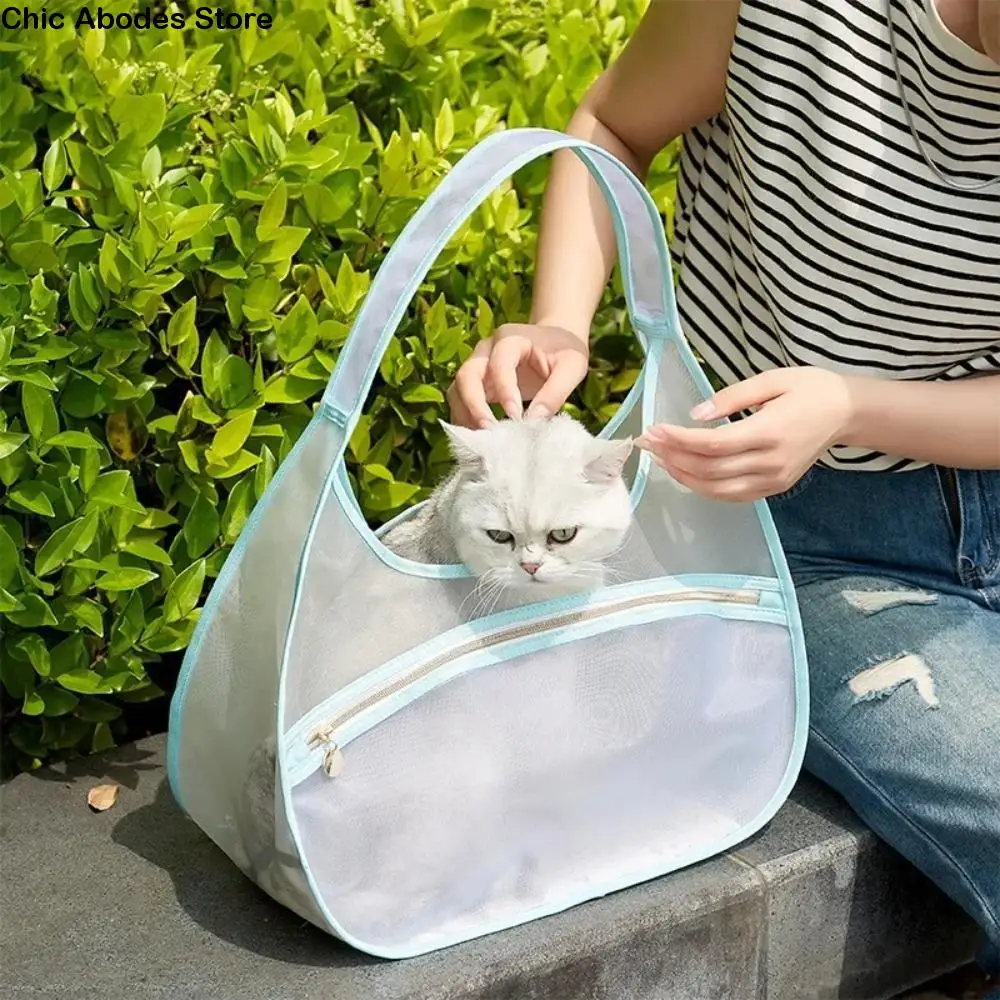 

Simple Fashion Breathable Pet Carrier Bag Mesh Large Space Cat Backpack Nylon Portable Pet Bag Pet Transport