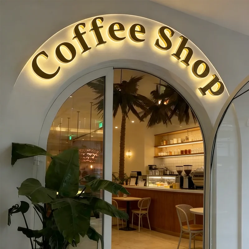 3D Metal Business Sign Backlit Custom LED Logo Sign: Signboard Advertising Neon Bar Barber Shop Addressable Gadget Alive Fish