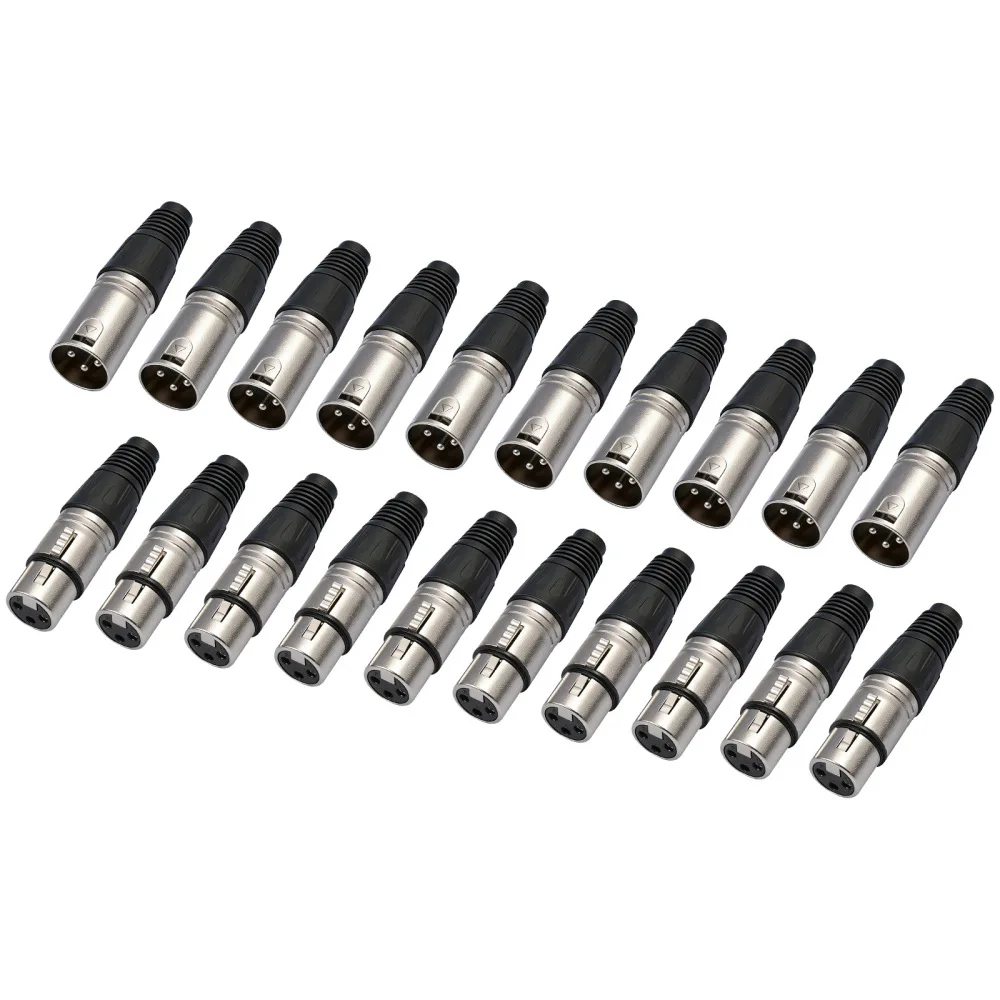 3 Pin XLR Connector Male Female Audio Plug Zinc Alloy Metal Adapter For Rexlis Professional Microphone Mixer Speaker Cable