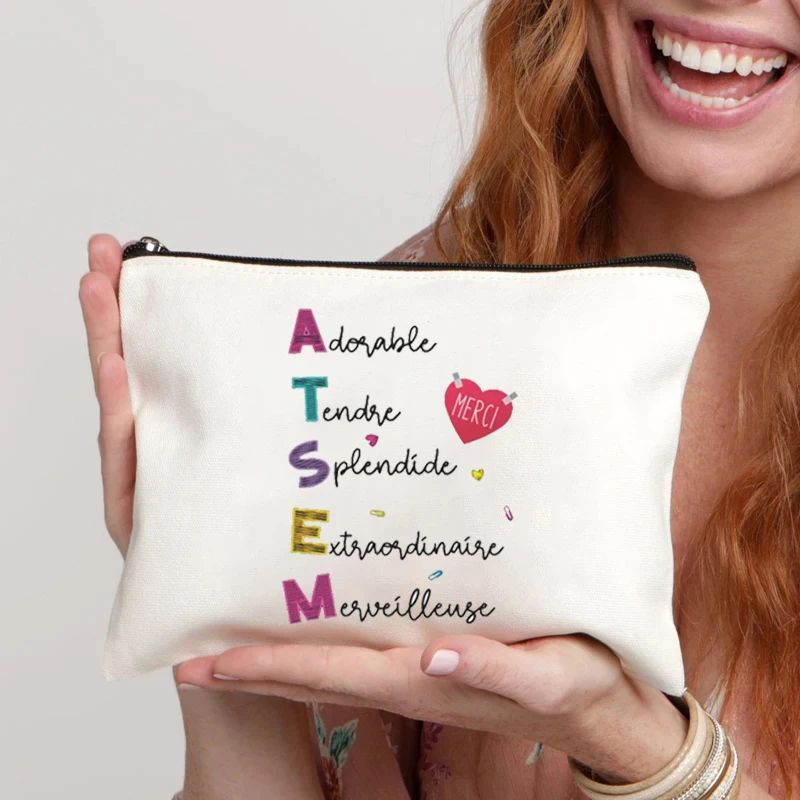 Cosmetic Bag I Am The Best Atsem in The World Printed Canvas Bag Simple Travel Skin Care Product Storage Toiletry Bag Atsem Gift