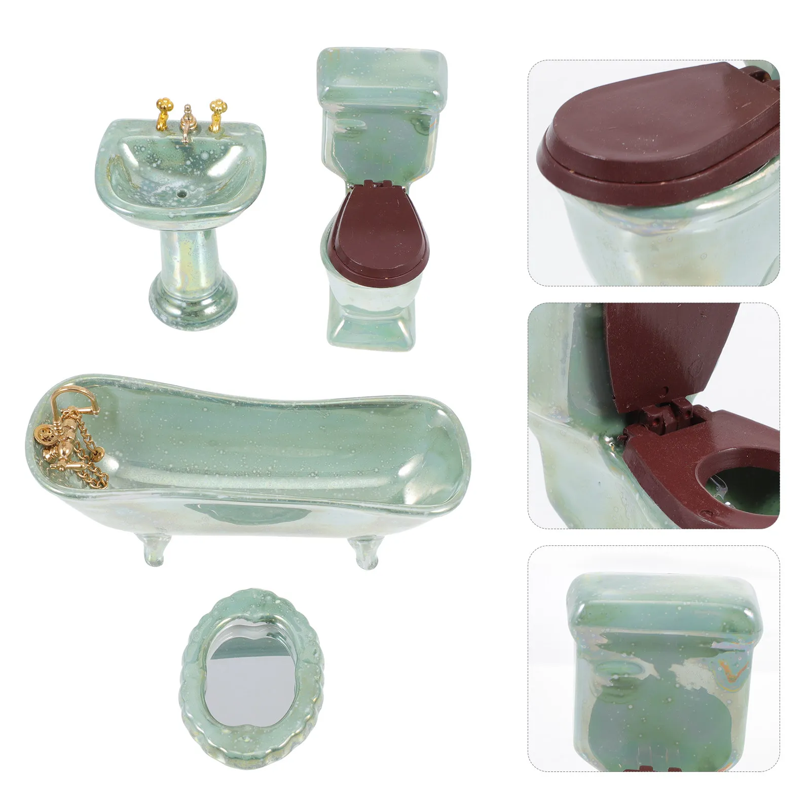 

1Set Mini Furniture Bathroom Exquisite Ceramic Small House Decoration Miniature Scene Dollhouse Accessory Bath Set