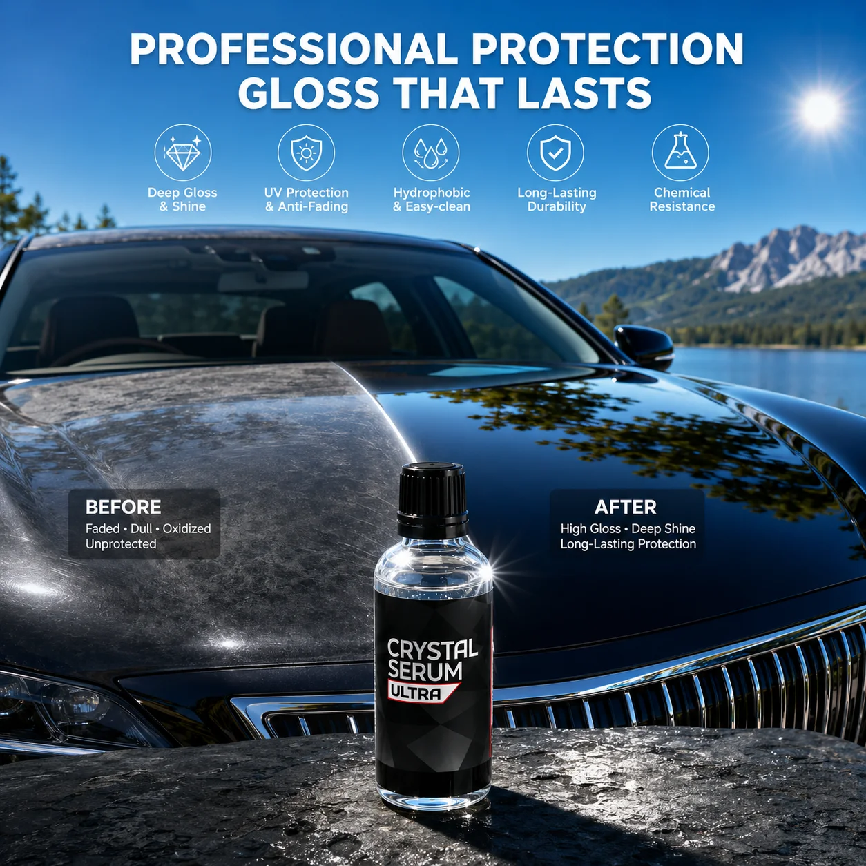 Crystal Serum Ultra + EXO V5 Ceramic Coating Kit for Cars Ultra Hydrophobic High Gloss Long Lasting Paint Protection